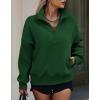 imagePRETTYGARDEN Womens Half Zip Sweatshirts Hoodies 2024 Trendy Long Sleeve Pullover Tops Fall Winter Outfits with PocketsDark Green