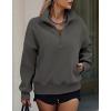 imagePRETTYGARDEN Womens Half Zip Sweatshirts Hoodies 2024 Trendy Long Sleeve Pullover Tops Fall Winter Outfits with PocketsDark Grey