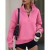 imagePRETTYGARDEN Womens Half Zip Sweatshirts Hoodies 2024 Trendy Long Sleeve Pullover Tops Fall Winter Outfits with PocketsPink