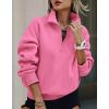 imagePRETTYGARDEN Womens Half Zip Sweatshirts Hoodies 2024 Trendy Long Sleeve Pullover Tops Fall Winter Outfits with PocketsPink