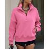 imagePRETTYGARDEN Womens Half Zip Sweatshirts Hoodies 2024 Trendy Long Sleeve Pullover Tops Fall Winter Outfits with PocketsPink