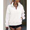 imagePRETTYGARDEN Womens Half Zip Sweatshirts Hoodies 2024 Trendy Long Sleeve Pullover Tops Fall Winter Outfits with PocketsWhite
