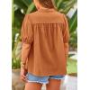 imagePRETTYGARDEN Womens Summer Button Down Shirts Short Lantern Sleeve V Neck Cotton Cute Dressy Casual Ladies Tops BlousesBrown Yellow