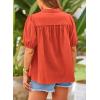 imagePRETTYGARDEN Womens Summer Button Down Shirts Short Lantern Sleeve V Neck Cotton Cute Dressy Casual Ladies Tops BlousesOrange
