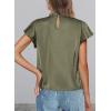 imagePRETTYGARDEN Womens Summer Satin Blouse Shirt Dressy Casual Ruffle Short Sleeve Crewneck Work Party TopsArmy Green