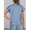 imagePRETTYGARDEN Womens Summer Satin Blouse Shirt Dressy Casual Ruffle Short Sleeve Crewneck Work Party TopsBlue