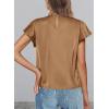 imagePRETTYGARDEN Womens Summer Satin Blouse Shirt Dressy Casual Ruffle Short Sleeve Crewneck Work Party TopsDark Khaki