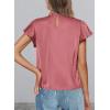 imagePRETTYGARDEN Womens Summer Satin Blouse Shirt Dressy Casual Ruffle Short Sleeve Crewneck Work Party TopsDusty Pink