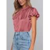 imagePRETTYGARDEN Womens Summer Satin Blouse Shirt Dressy Casual Ruffle Short Sleeve Crewneck Work Party TopsDusty Pink