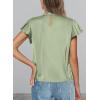 imagePRETTYGARDEN Womens Summer Satin Blouse Shirt Dressy Casual Ruffle Short Sleeve Crewneck Work Party TopsMint Green