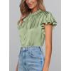 imagePRETTYGARDEN Womens Summer Satin Blouse Shirt Dressy Casual Ruffle Short Sleeve Crewneck Work Party TopsMint Green