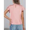 imagePRETTYGARDEN Womens Summer Satin Blouse Shirt Dressy Casual Ruffle Short Sleeve Crewneck Work Party TopsPink