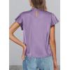 imagePRETTYGARDEN Womens Summer Satin Blouse Shirt Dressy Casual Ruffle Short Sleeve Crewneck Work Party TopsPurple