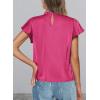 imagePRETTYGARDEN Womens Summer Satin Blouse Shirt Dressy Casual Ruffle Short Sleeve Crewneck Work Party TopsRose Red
