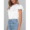 imagePRETTYGARDEN Womens Summer Satin Blouse Shirt Dressy Casual Ruffle Short Sleeve Crewneck Work Party TopsWhite