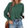 imagePRETTYGARDEN Womens 2024 Fall Fashion T Shirts Puff Long Sleeve Crewneck Casual Basic Tee Tops BlousesDark Green