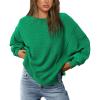 imagePRETTYGARDEN Womens 2024 Fall Oversized Crewneck Sweatshirts Casual Long Sleeve Pullover Waffle Knit Shirts TopGreen