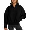 imagePRETTYGARDEN Womens Half Zip Sweatshirts Hoodies 2024 Trendy Long Sleeve Pullover Tops Fall Winter Outfits with PocketsBlack