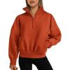 imagePRETTYGARDEN Womens Half Zip Sweatshirts Hoodies 2024 Trendy Long Sleeve Pullover Tops Fall Winter Outfits with PocketsBrick Red