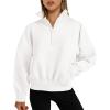 imagePRETTYGARDEN Womens Half Zip Sweatshirts Hoodies 2024 Trendy Long Sleeve Pullover Tops Fall Winter Outfits with PocketsWhite