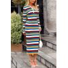 imagePRETTYGARDEN Womens 2024 Fall Striped Sweater Dress Long Sleeve Button V Neck Knit Midi Bodycon DressesStriped Blue