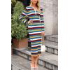 imagePRETTYGARDEN Womens 2024 Fall Striped Sweater Dress Long Sleeve Button V Neck Knit Midi Bodycon DressesStriped Blue