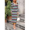 imagePRETTYGARDEN Womens 2024 Fall Striped Sweater Dress Long Sleeve Button V Neck Knit Midi Bodycon DressesStriped Blue