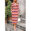 imagePRETTYGARDEN Womens 2024 Fall Striped Sweater Dress Long Sleeve Button V Neck Knit Midi Bodycon DressesStriped Rose Red