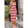 imagePRETTYGARDEN Womens 2024 Fall Striped Sweater Dress Long Sleeve Button V Neck Knit Midi Bodycon DressesStriped Rose Red