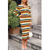 imagePRETTYGARDEN Womens 2024 Fall Striped Sweater Dress Long Sleeve Button V Neck Knit Midi Bodycon DressesStriped Yellow