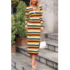 imagePRETTYGARDEN Womens 2024 Fall Striped Sweater Dress Long Sleeve Button V Neck Knit Midi Bodycon DressesStriped Yellow
