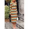 imagePRETTYGARDEN Womens 2024 Fall Striped Sweater Dress Long Sleeve Button V Neck Knit Midi Bodycon DressesStriped Yellow