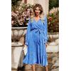 imagePRETTYGARDEN Womens Floral Print Boho Dress Long Sleeve Wrap V Neck Ruffle Belted ALine Flowy Maxi DressesBblue