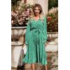 imagePRETTYGARDEN Womens Floral Print Boho Dress Long Sleeve Wrap V Neck Ruffle Belted ALine Flowy Maxi DressesBgreen
