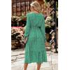 imagePRETTYGARDEN Womens Floral Print Boho Dress Long Sleeve Wrap V Neck Ruffle Belted ALine Flowy Maxi DressesBgreen