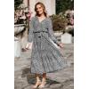 imagePRETTYGARDEN Womens Floral Print Boho Dress Long Sleeve Wrap V Neck Ruffle Belted ALine Flowy Maxi DressesBlack