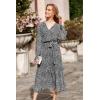 imagePRETTYGARDEN Womens Floral Print Boho Dress Long Sleeve Wrap V Neck Ruffle Belted ALine Flowy Maxi DressesBlack