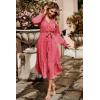 imagePRETTYGARDEN Womens Floral Print Boho Dress Long Sleeve Wrap V Neck Ruffle Belted ALine Flowy Maxi DressesBred