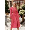 imagePRETTYGARDEN Womens Floral Print Boho Dress Long Sleeve Wrap V Neck Ruffle Belted ALine Flowy Maxi DressesBred