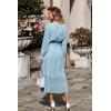 imagePRETTYGARDEN Womens Floral Print Boho Dress Long Sleeve Wrap V Neck Ruffle Belted ALine Flowy Maxi DressesDark Blue
