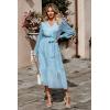 imagePRETTYGARDEN Womens Floral Print Boho Dress Long Sleeve Wrap V Neck Ruffle Belted ALine Flowy Maxi DressesDark Blue