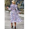 imagePRETTYGARDEN Womens Floral Print Boho Dress Long Sleeve Wrap V Neck Ruffle Belted ALine Flowy Maxi DressesFloral Apricot
