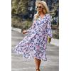 imagePRETTYGARDEN Womens Floral Print Boho Dress Long Sleeve Wrap V Neck Ruffle Belted ALine Flowy Maxi DressesFloral Apricot