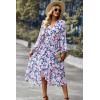 imagePRETTYGARDEN Womens Floral Print Boho Dress Long Sleeve Wrap V Neck Ruffle Belted ALine Flowy Maxi DressesFloral Apricot