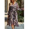 imagePRETTYGARDEN Womens Floral Print Boho Dress Long Sleeve Wrap V Neck Ruffle Belted ALine Flowy Maxi DressesFloral Black
