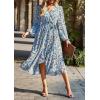 imagePRETTYGARDEN Womens Floral Print Boho Dress Long Sleeve Wrap V Neck Ruffle Belted ALine Flowy Maxi DressesFloral Blue