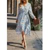 imagePRETTYGARDEN Womens Floral Print Boho Dress Long Sleeve Wrap V Neck Ruffle Belted ALine Flowy Maxi DressesFloral Blue