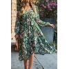 imagePRETTYGARDEN Womens Floral Print Boho Dress Long Sleeve Wrap V Neck Ruffle Belted ALine Flowy Maxi DressesFloral Green