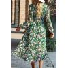 imagePRETTYGARDEN Womens Floral Print Boho Dress Long Sleeve Wrap V Neck Ruffle Belted ALine Flowy Maxi DressesFloral Green