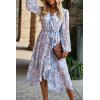 imagePRETTYGARDEN Womens Floral Print Boho Dress Long Sleeve Wrap V Neck Ruffle Belted ALine Flowy Maxi DressesFloral Light Blue